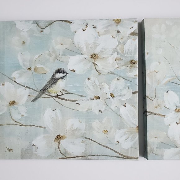 Cute & Cozy Birds & Blossoms Canvas Prints Cottage Decor Gallery Wall Nursery - Picture 7 of 11